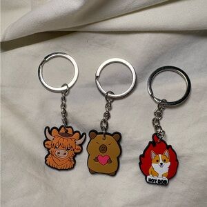 🐮 Small Cow, Capybara and Dog Keychain Bundle